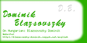 dominik blazsovszky business card